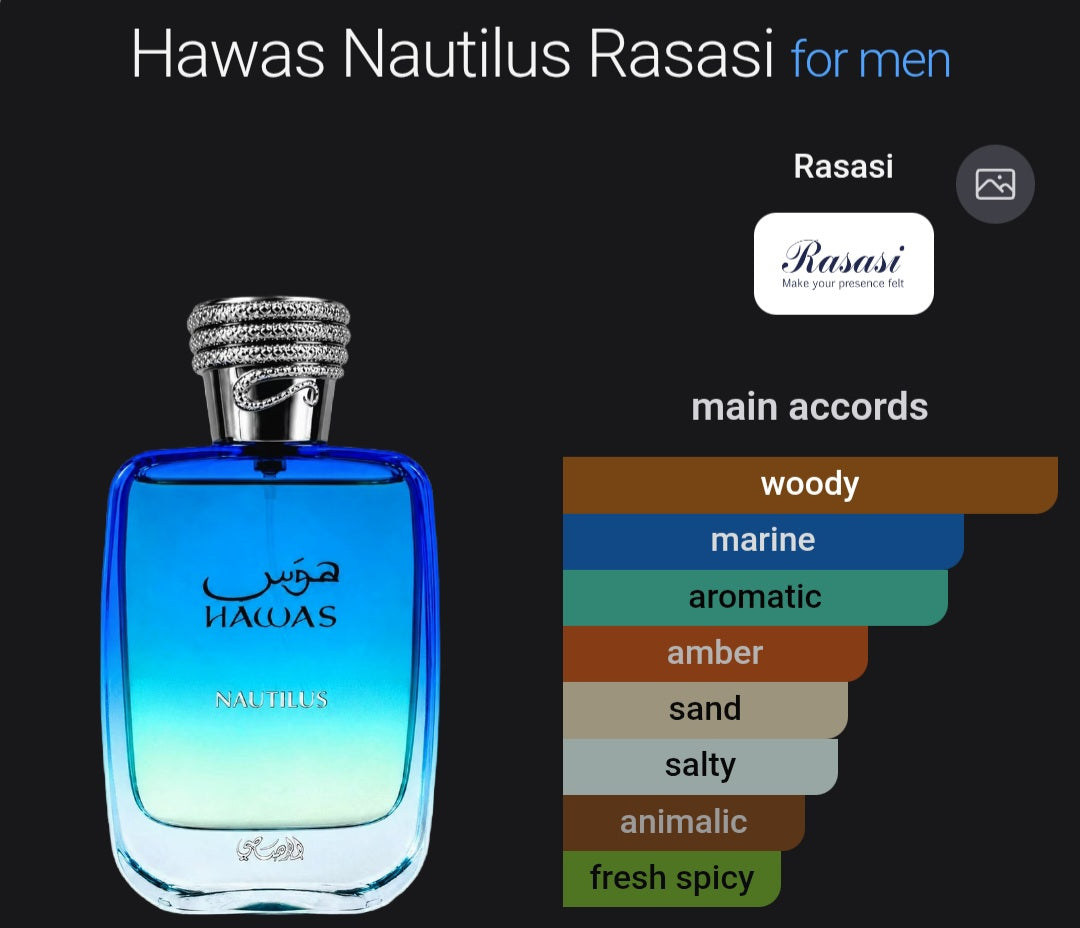 Rasasi Hawas Nautilus Eau de Parfum 100 mL – For Men